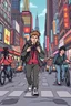 Placeholder: pop art pixels 1000 images youtuber with cameras attached walking thrigh crazy city cartoon