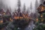 Placeholder: medieval village, ornate, beautiful, atmosphere, vibe, mist, smoke, chimney, rain, well, wet, pristine, puddles, red speckled mushrooms, waterfall, melting, dripping, snow, creek, lush, ice, bridge, cart, orange, green, stained glass, forest, flowers, concept art illustration, color page, 4 k, tone mapping, doll, akihiko yoshida, james jean, andrei riabovitchev, marc simonetti, yoshitaka amano, digital illustration, greg rutowski, volumetric lighting, sunbeams, particles, trending on artstation