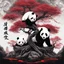 Placeholder: ying yang aesthetic, Panda under a dark bonsai tree silhouette, by David Seidman, Noir, fantastical oil matte painting, creepy, fung shui flow, epic masterpiece, violent colors, melting crimson tones, white and black colors.