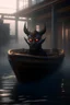 Placeholder: forbidden obsidian boat, chat robot that stares at us like we are the prettiest demon it has ever seen, its such a perfect day, motion blur, smoke, 8k, downlight, soft light, depth of field, photorealism, trending on art station, lotsa detail