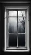 Placeholder: From the room of an old house in the window of someone’s white silhouette in the style of a horror film