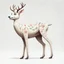 Placeholder: full body of a bald white tail deer standing with big smile facing the left and looking to the left , on white background, in the style of my little pony