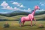 Placeholder: a big plastic pink horse like a 19th painting