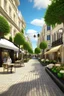 Placeholder: the design of a pedestrian street environment in the romantic, modern and fabulous style