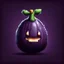 Placeholder: Highly detailed high quality pixelated art giant eggplant emoji, graphic design, dark aura background