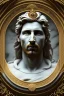 Placeholder: Ultra Realistic image, classical renaissance sculpture, white marble material, Lionel Messi, sun radial crown, chisel style, waist up portrait, epic, celestial, gold, cinematic lighting, God light, god rays, 4k resolution, smooth details, ornate details, soft lighting, unreal engine 5, marble background.