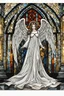 Placeholder: surreal ultra detailed illustration of a gothic fallen angel, stained glass window behind, cathedral environment,rotten white angel wings,elaborately decorated worn black dress, art by Mschiffer, best quality, backlit, dark, eerie, nightmarish,