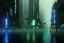 Placeholder: Night, Gotham city, dark, FOG, unsafe, rain, high level of detail, high definition, blue neon, blue lights, blender 3d