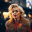 Placeholder: Marilyn monroe in fur orange shirt, low shutter speed photograph