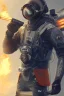 Placeholder: diver like a flame,with the gun,hi quality detail,hi quality textures,cinematic,realistic,aggressive,cosmic