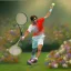 Placeholder: roger federer, monet style, raquet, ball, roland garros