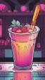 Placeholder: Gothic style iced juice shot, soft light, 90s cartoon style