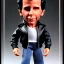 Placeholder: wide view young Plastic Fonzie with black hair greaser toy Action figure doll 1975 (thumbs-up) (face) Forehead grin, fonzarelli, jukebox background, eyes fonzi fonz