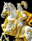 Placeholder: Alexander the Great on his horse art Bauhous finely intricate hyper-detailed colors yellow cream silver and white full body 8k artwork