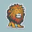 Placeholder: A sticker design in a minimalistic style featuring a caricature lion in vivid colors. The subject is presented alone on a neutral background.