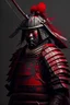 Placeholder: A samurai in armor without a helmet, with Red