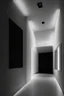 Placeholder: We make it black, veined walls and a white floor, with a rectangular reception and hidden lighting