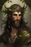 Placeholder: Generate character art for a wood elf, drawing inspiration from the classical image of Dionysus. Envision him with long, flowing dark hair and a beard, embodying the untamed allure associated with the god of wine and revelry. Give him body hair to match his beard. Embrace the Dionysian spirit by infusing the artwork with symbols of celebration.