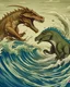 Placeholder: War between dinosaurs and waves