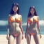 Placeholder: Asian women on the beach hot day atmospheric, realistic, unreal engine, lighting, octane render, full body, pleasure