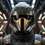 Placeholder: star wars bald male corellian pilot wearing gunmetal grey and black First Order TIE pilot armored flightsuit and helmet with gold trim inside the jedi temple, centered head and shoulders portrait, hyperdetailed, dynamic lighting, hyperdetailed background, 8k resolution, volumetric lighting, light skin, fully symmetric details