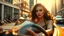 Placeholder: Create an ultra-realistic cinematic 8K fullbody of lady mode skin texture, add makeup,pretty boots,curvy long hair. Style: fashion editorial, confident is driving a Lamborghini SC20 in streets of a modern city. Lighting: warm golden hour sunlight, soft rim light. Camera look: shallow depth of field, film grain, cinematic color grade.