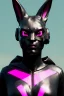 Placeholder: Medium Close Up Portrait, Front image. cyberpunk, rabbit mask, sweet woman, black hair and beard. latex suit army. Pink, black, color. Cyber futuristic style. Color background, photo studio. Avatar image, highly detailed, concept art, smooth, unreal engine 5, ray tracing, RTX, lumen lighting, ultra detail, volumetric lighting, 3d, finely drawn, high definition, high resolution.