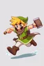 Placeholder: Male Fantasy RPG character, chaabi kawaii Mario proportions, lord of the rings inspiration, with hammer, in a bounding run, animation character