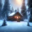 Placeholder: Mysterious christmas night, a lonely hut, surreal atmosphere, cosmic backdrop, celestial ambience, soft lighting, very chilly appearance of the surroundings, unreal engine 5 volumetric lighting, intricate details, realistic style, 8k resolution