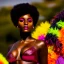 Placeholder: masterpiece, best quality, woman, dark skinned, sparkling eyes, fluorescent skin, colorful makeup, afro, full body shot, highly detailed body, sun light, 4K, RAW, depth of field, high contrast, realistic details, 24mm