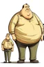 Placeholder: a fat man siting on thin tall man. Cartoon.