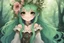 Placeholder: Anime child of life daughter of the forest friend to all the critters the maiden of flowers green hair deep dark enchanted forest