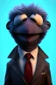 Placeholder: Waist up muppet Portrait, Vladimir Putin as muppet doll, Black suit, photo studio, blue background, unreal engine 5, concept art, art station, god lights, ray tracing, RTX, lumen lighting, ultra detail, volumetric lighting, 3d.