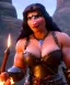 Placeholder: Voluptuous busty top-heavy beautiful hammer Lady Blacksmith-female in town, Muscular, nice quest-giver. Age of Conan