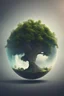 Placeholder: planet with a tree growing on it, concept art