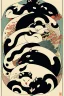 Placeholder:  a group of animals that are on top of each other, a poster by Nōami, ukiyo-e, anime aesthetic, minimalist.