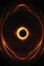 Placeholder: The Moon, centered, casts a dark umbra on Earth, depicting the path of totality. The Sun, in radiant oranges and yellows, forms a stunning corona effect around the Moon, all aligned casting a fading black hole sun halo in the space, orbit space vfx, exosphere, cosmic, astral, quantic, cold and warm,energy-filled epic science fiction film concept digital art by maciej kuciara and vincent di fate,1998 NASA photo, hasselblad electric camera 70mm film, skylab flashlight photography, in the style of