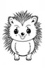 Placeholder: Coloring page for kids with a cute cartoon hedgehog, very Bold outlines and white background, minimal number of elements