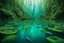 Placeholder: Ecological Art, plants, floating earths, long leaf tendrils, green colors and shades, blue waters, mitical ecocreatures living fascinating in stunning alien flora, intricate details, sharp focus, filmy , surreal, frighteningly beautiful, perfect stunning composition