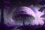 Placeholder: Futuristic Colony, White Building, Human Colony, Large Dome, Alien Planet, Corrupted Forest, Dense Purple Fog, Dead Soil, Black Night Sky, Stars, Space, Distant Planets