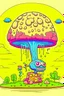 Placeholder: Cartoon mushroom building a human brain