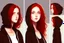 Placeholder: A beautiful young woman with brown eyes and shoulder length red hair wearing a black hoodie. Realistic.