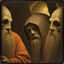 Placeholder: Daguerrotype close up some mysterious figures, odd background, Hieronymus Bosch Max Ernst ambient light, by Minicavio Quollati and Marlost Endgulp, Amano, Botticelli, Alphonse Mucha