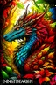 Placeholder: mythical drogon, forest flower backwornd, colorful drogon, adult book cover