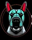 Placeholder: aggressive bull terrier cartoon, straight lines