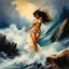 Placeholder: [aquarelle by Boris Vallejo] Calypso clung to the jagged rock, her body buffeted by the relentless fury of the elements. The wind howled with an intensity that matched the turmoil within her own heart. The sea, once a tranquil expanse, roared and churned, its crashing waves threatening to consume everything in their path.