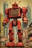 Placeholder: japan old poster with big robot