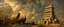 Placeholder: master oil painting by Rembrandt, the ark and the tower of Babel