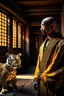 Placeholder: insence,upper body, Shirokai was raised in a secluded monastery, where the tiger monks devoted themselves to the study of ancient martial arts and the pursuit of inner peace. He was an orphan, brought to the monastery's doorstep as a baby, and the monks raised him as one of their own. photorealism, depth of field, lightrays, downligh, anime