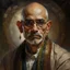 Placeholder: A disheveled yet dignified Indian male lawyer with a bald head, wearing a pair of eyeglasses, is captured in stunning detail on an oil on canvas masterpiece. The intricate strokes bring out the textures of his weathered skin, highlighting the wisdom etched on his face. Surrounded by the artistic brilliance of Wadim Kashin, James Gurney, Alphonse Mucha, Alberto Seveso, and Russ Mills, this captivating image seamlessly blends traditional and contemporary artistry. The richness of colors, from warm